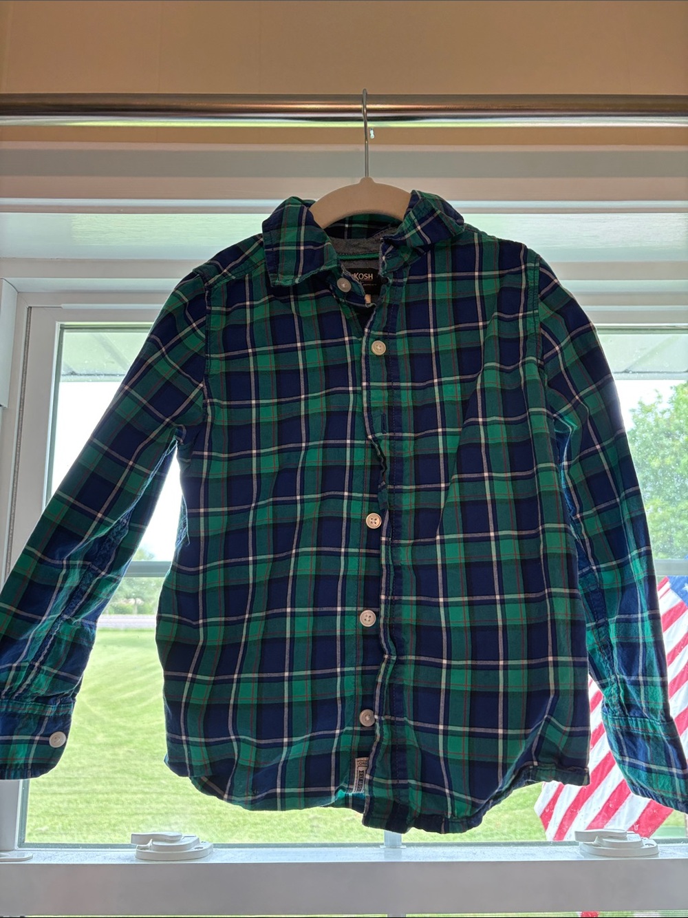 OshKosh B'gosh Green & Blue Plaid Button-Down Shirt